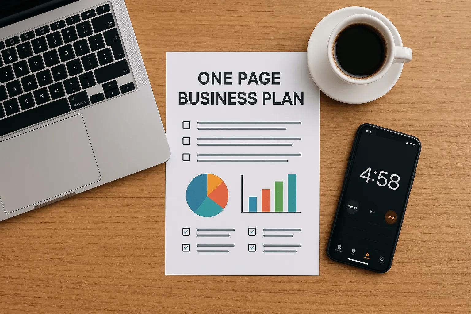 One page business plan template for small businesses and startups